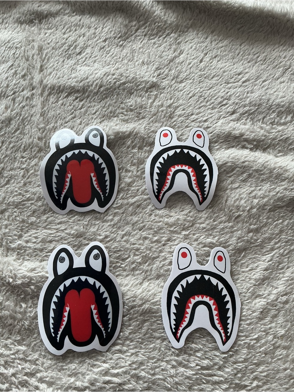 Bape Shark Mouth Vinyl Sticker Set in Black, White and Red
